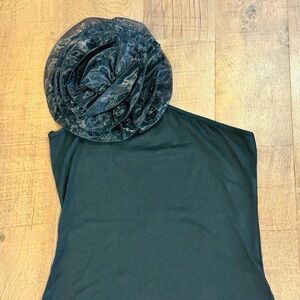 SHEIN Black Tank Top with Floral Accent